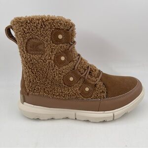 Sorel Explorer II Joan Cozy - Size 6 - Dk. Tan White Sherpa Boots - Ships Free!